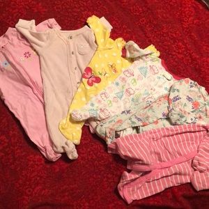 6pc Newborn girls sleepers